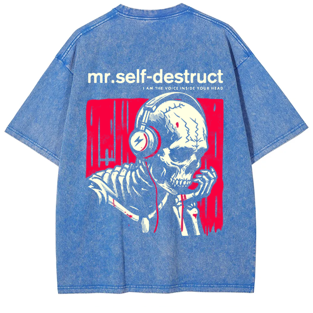 Unisex Washed Nine Inch Nails Mr Self Destruct Music t-Shirt