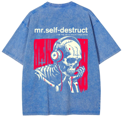 Unisex Washed Nine Inch Nails Mr Self Destruct Music t-Shirt