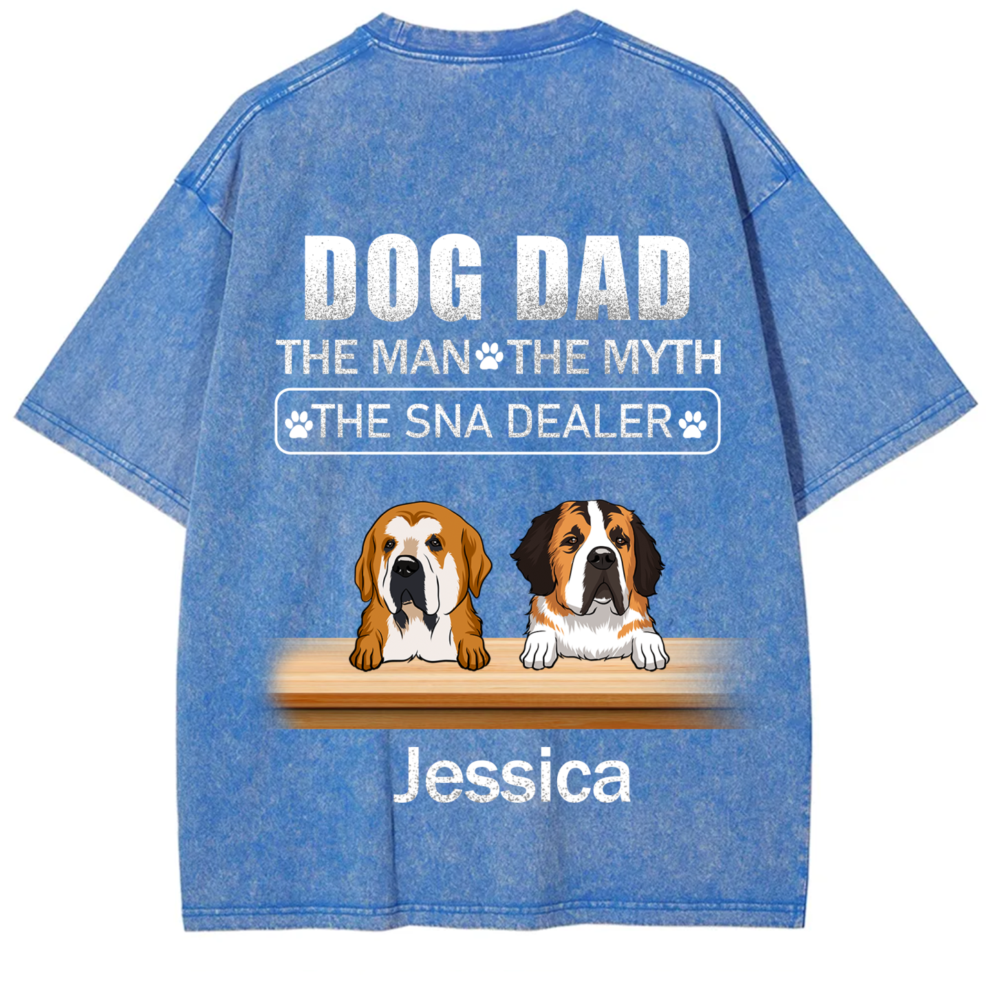 Dog Dad The Man The Myth The Snack Dealer - Personalized Custom Unisex  Washed T-shirt