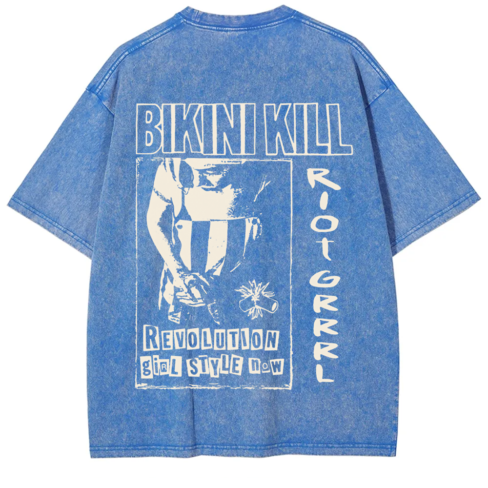 Unisex Vintage Washed Bikini Kill Rock Band t-Shirt
