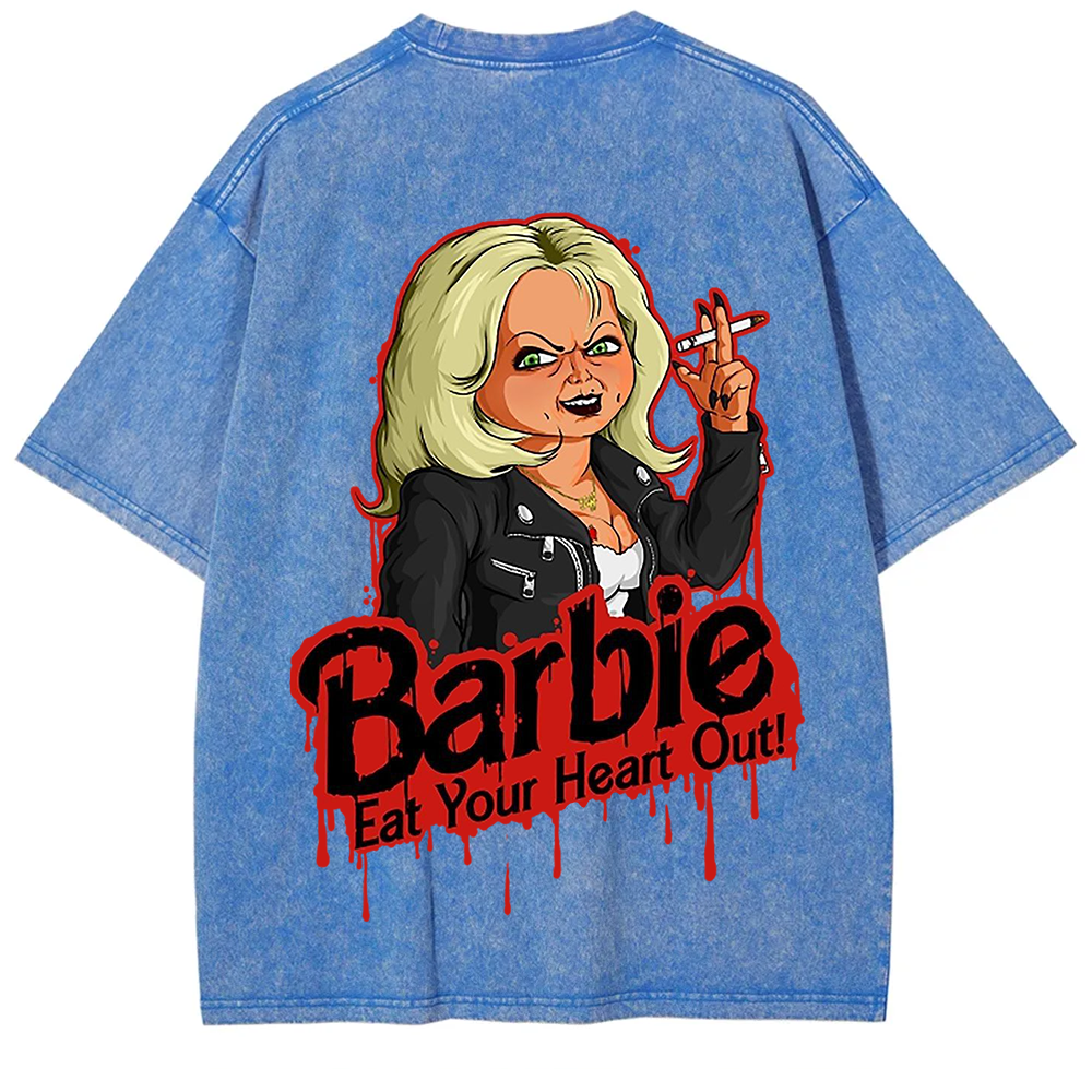 Unisex Casual chucky Barbie- Eat your heart out Printed t-Shirt