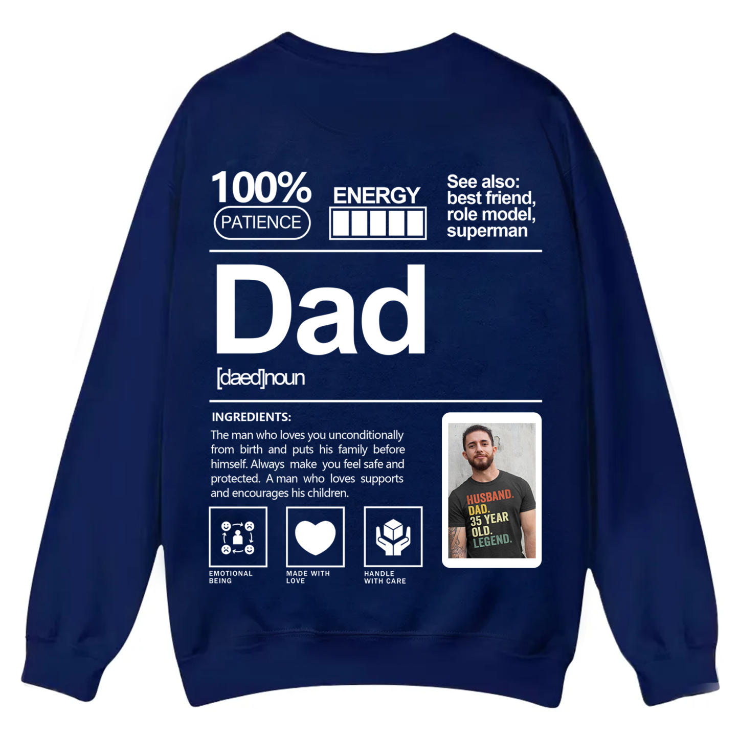 Addcustom  Photo family Casual Crewneck Sweatshirt