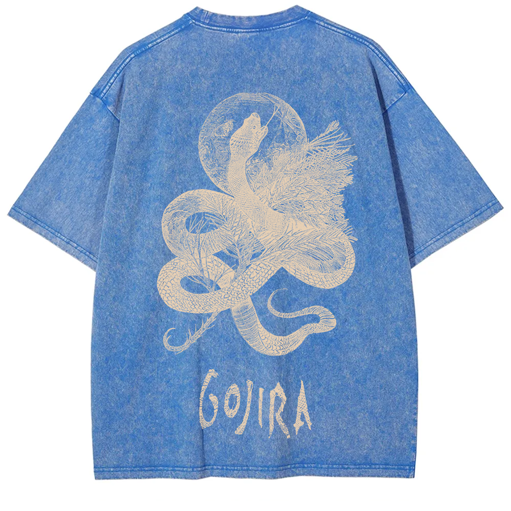 Unisex Vintage Washed Gojira Heavy Metal Band t-Shirt