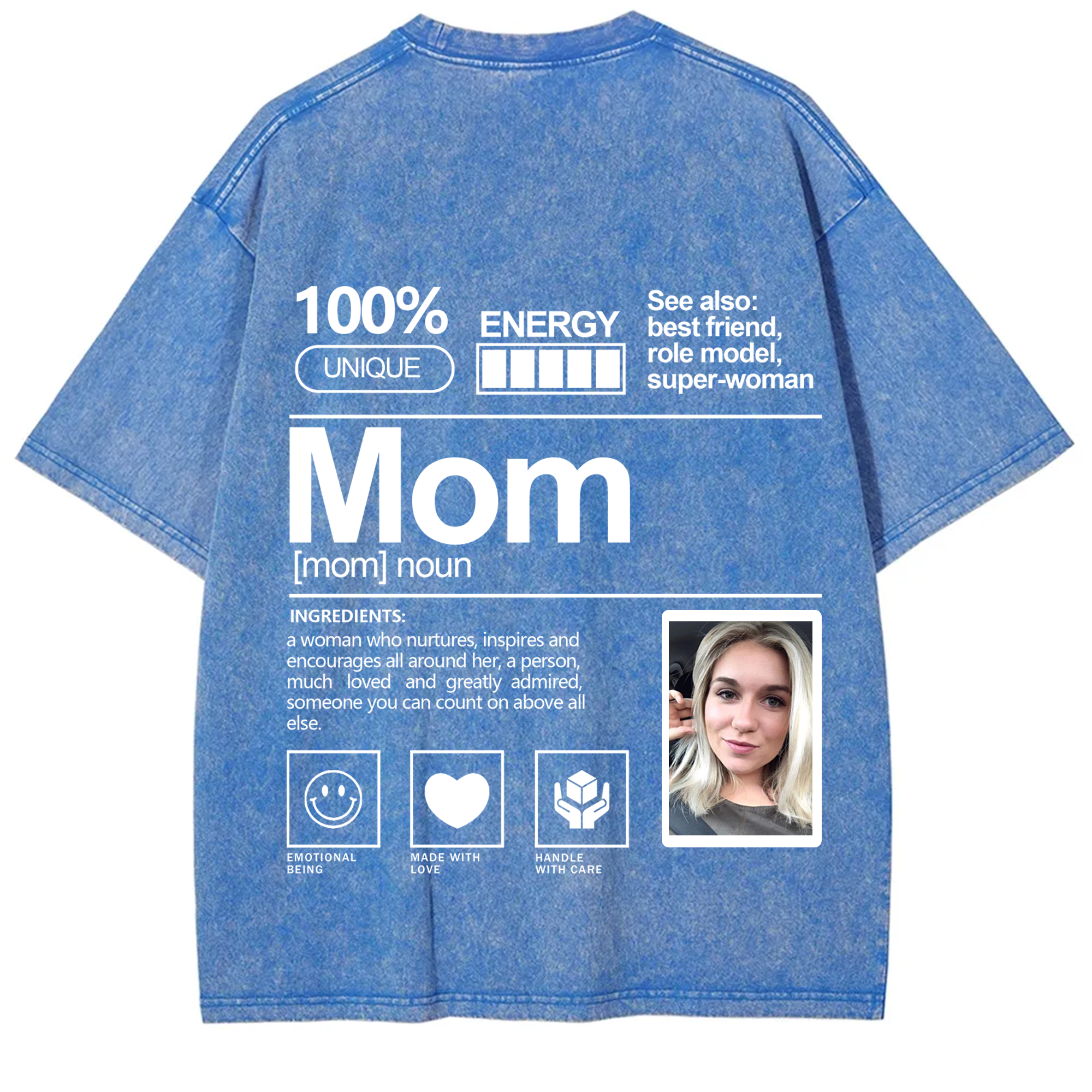 Addcustom Photo Mom Washed T-Shirt