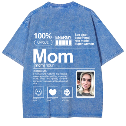 Addcustom Photo Mom Washed T-Shirt