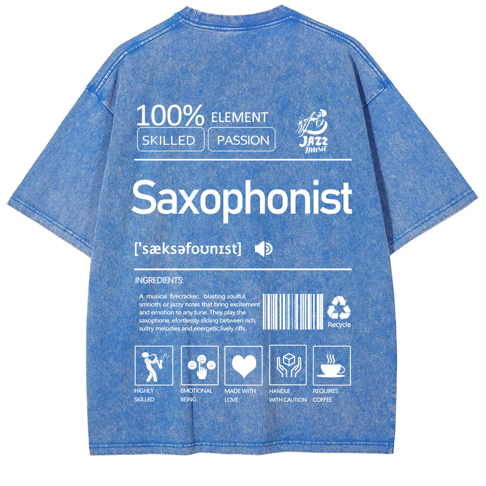 Saxophonist Unisex Fit Washed T-Shirt  wearishow