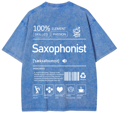 Saxophonist Unisex Fit Washed T-Shirt  wearishow