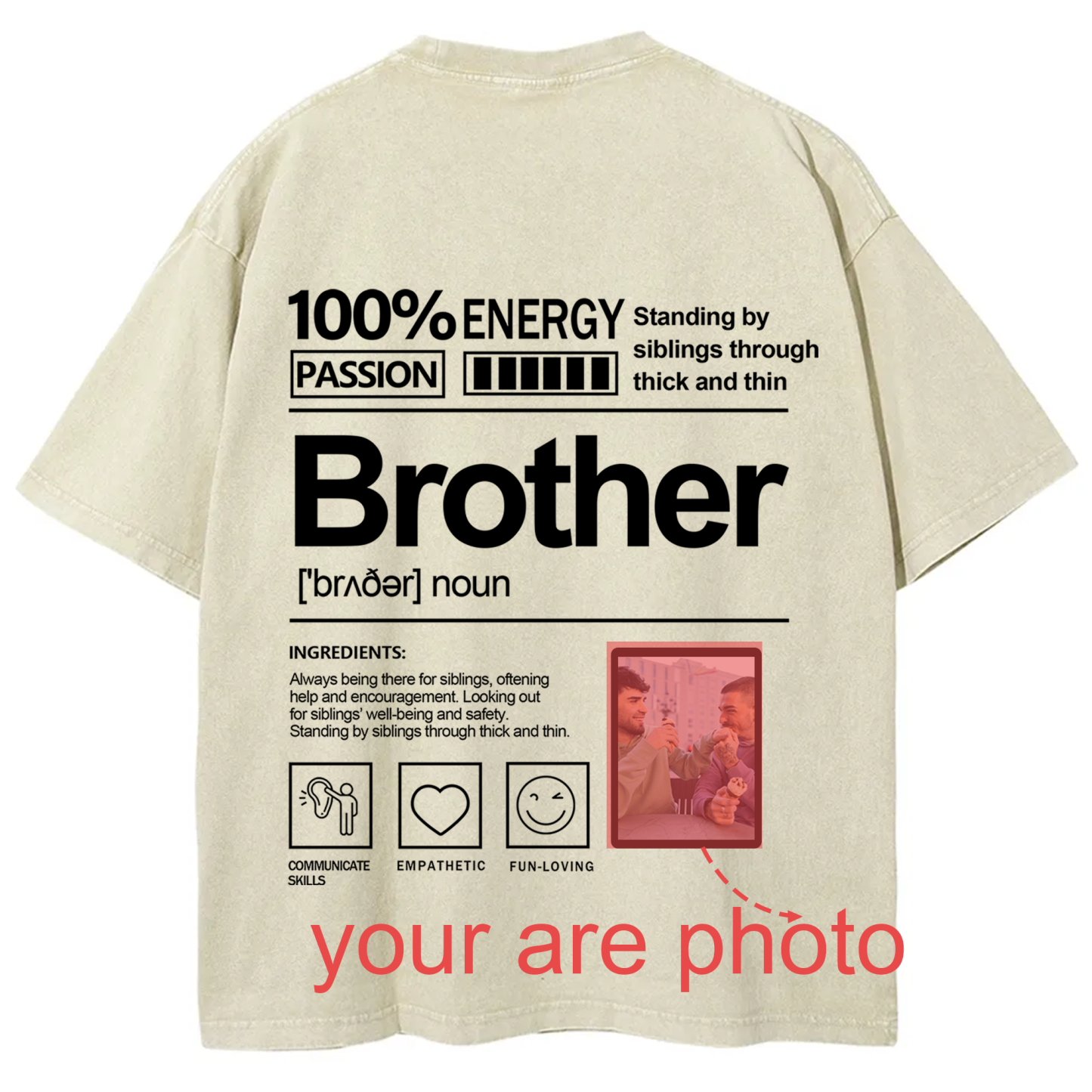 Addcustom Photo Brother Washed T-Shirt