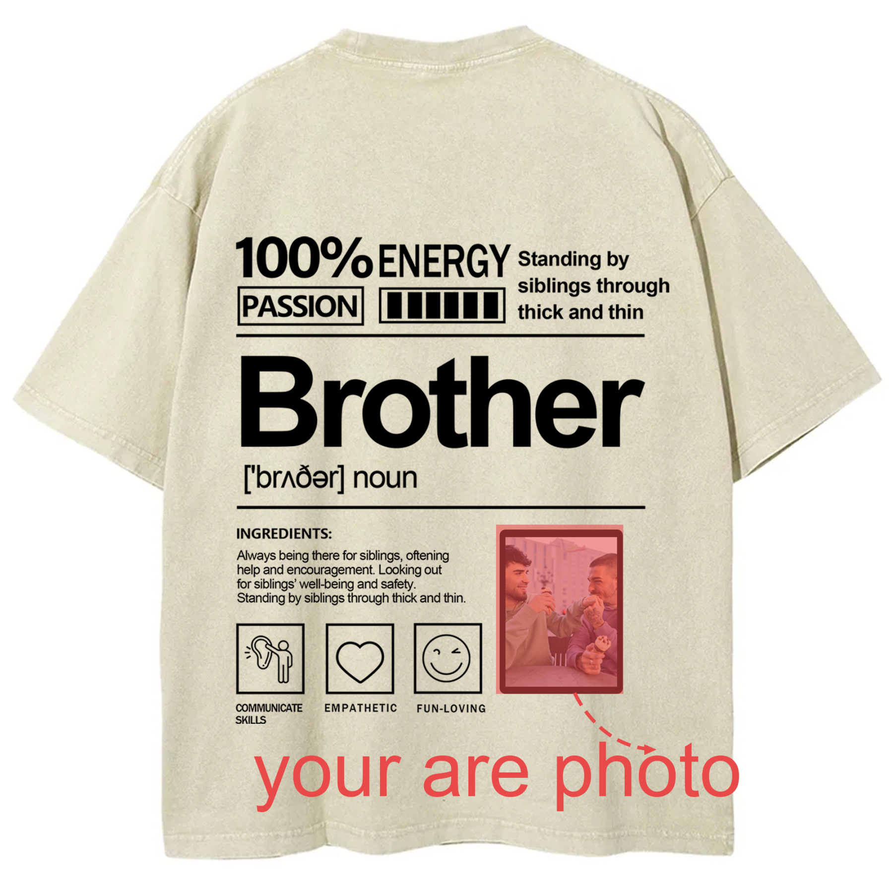 Addcustom Photo Brother Washed T-Shirt