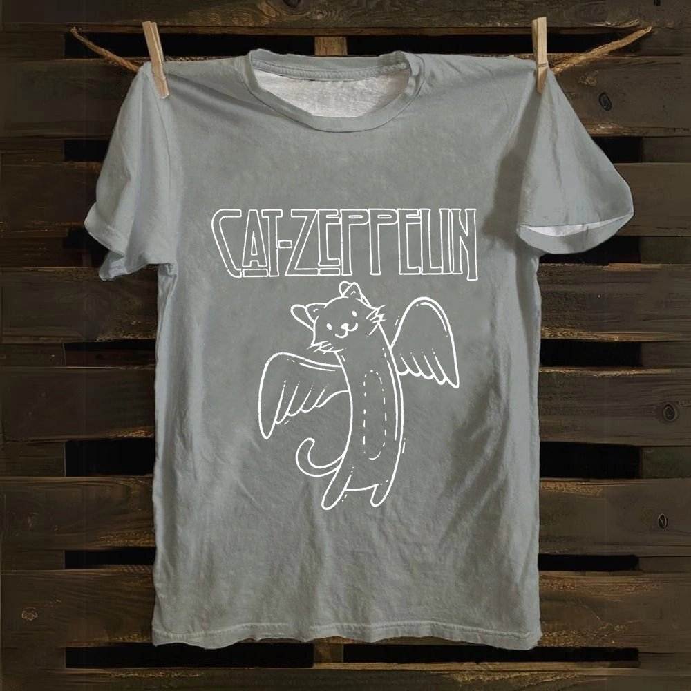 Unisex Vintage Cat Zeppelin Cotton T-Shirt