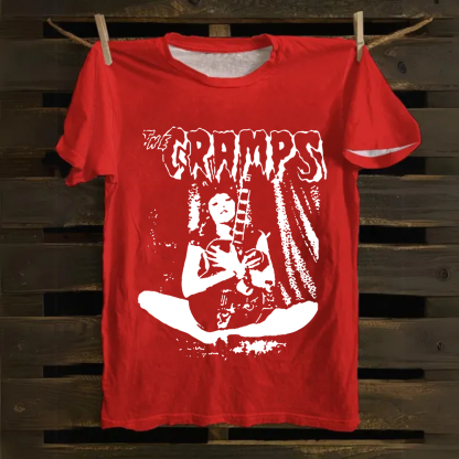 Unisex Vintage The Cramps Band Female guitarist cotton T-Shirt