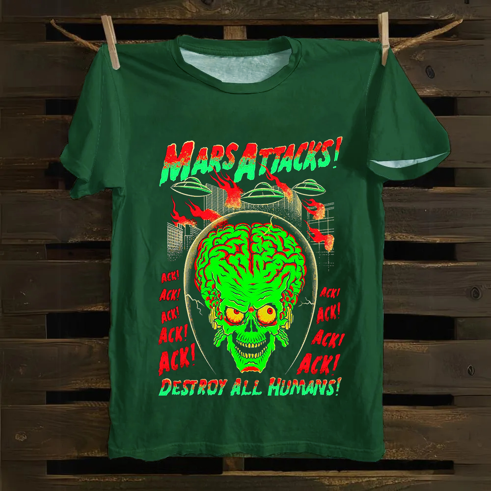 Unisex Vintage Washed Mars Attacks Cotton T-Shirt