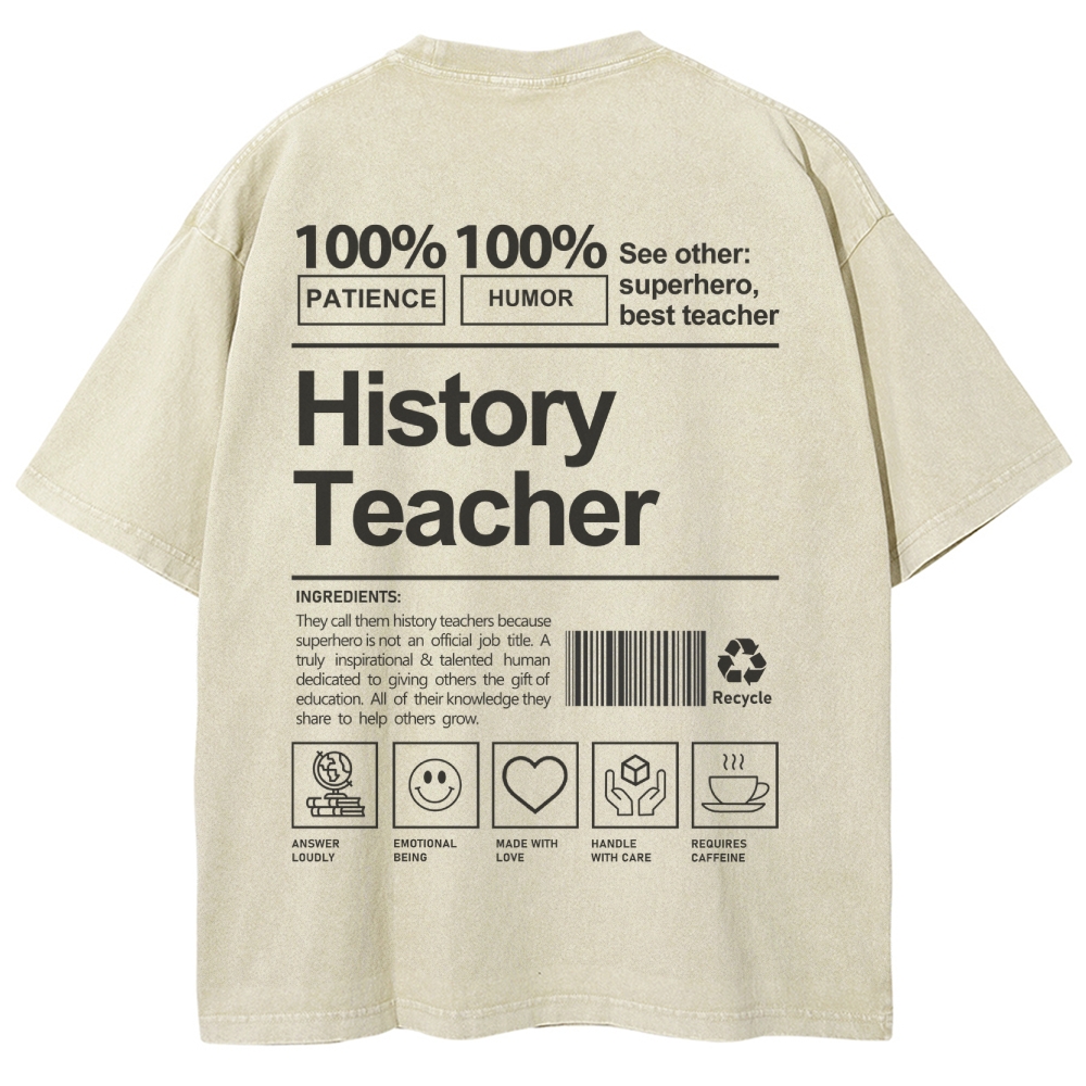 History Teacher Unisex Fit Washed T-Shirt