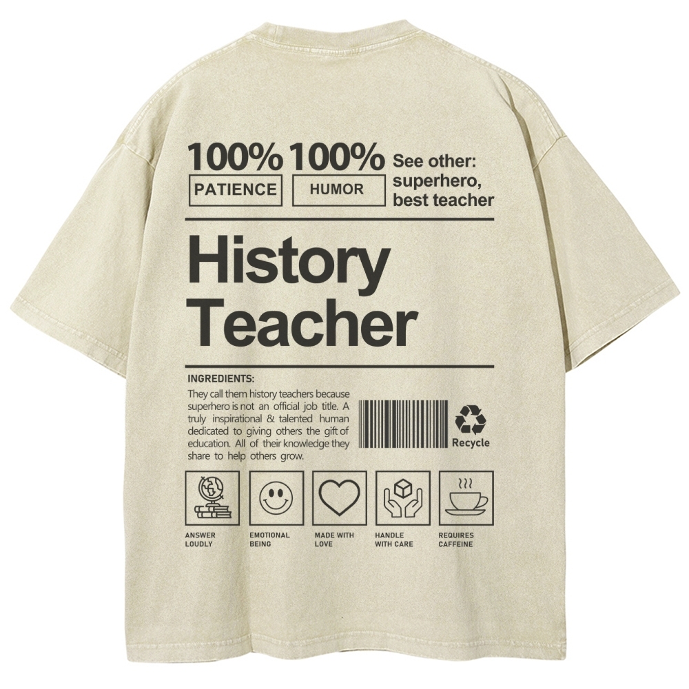 History Teacher Unisex Fit Washed T-Shirt
