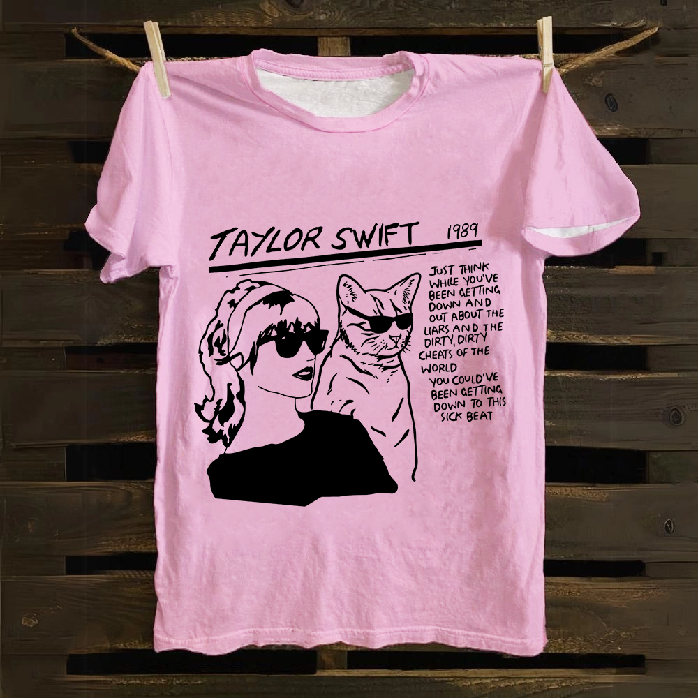 Unisex Casual Taylor Swift Singer Cat Printed cotton T-Shirt