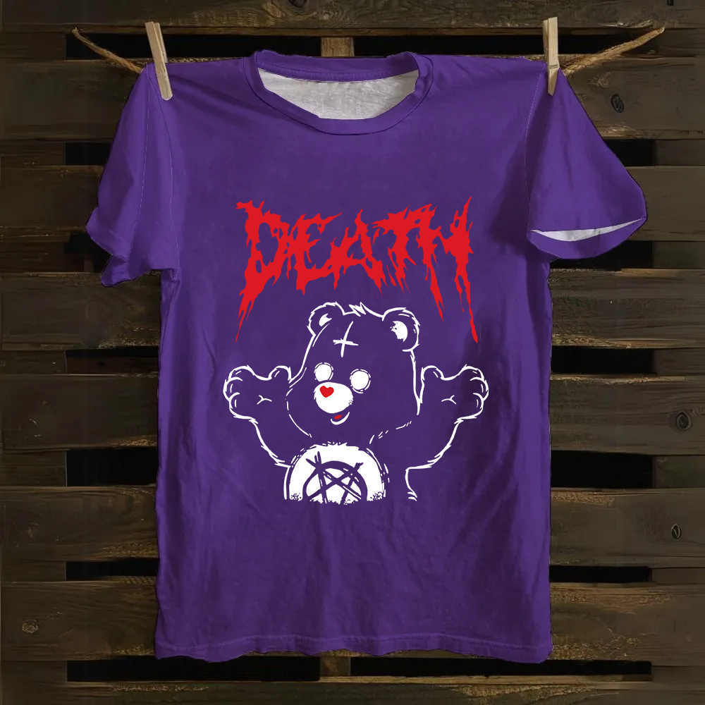 Unisex Vintage  Death Bear Care Bear TV Series  Cotton T-Shirt