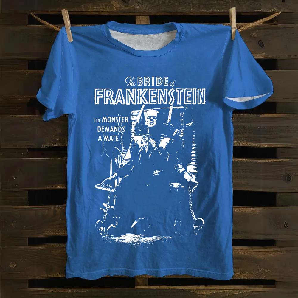 Unisex Vintage Bride of Frankenstein Horror Movie Cotton T-Shirt