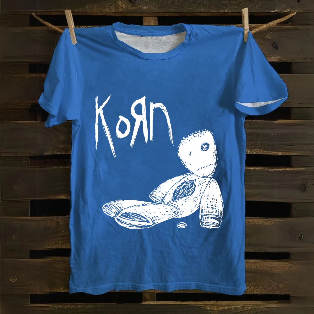 Unisex Vintage Korn Metal Band  cotton T-Shirt