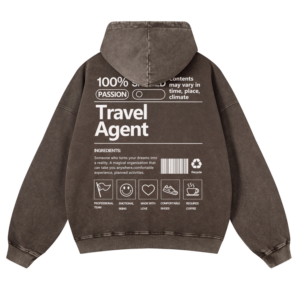 Travel Agent Casual Washed Hoodie
