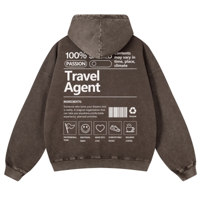 Travel Agent Casual Washed Hoodie