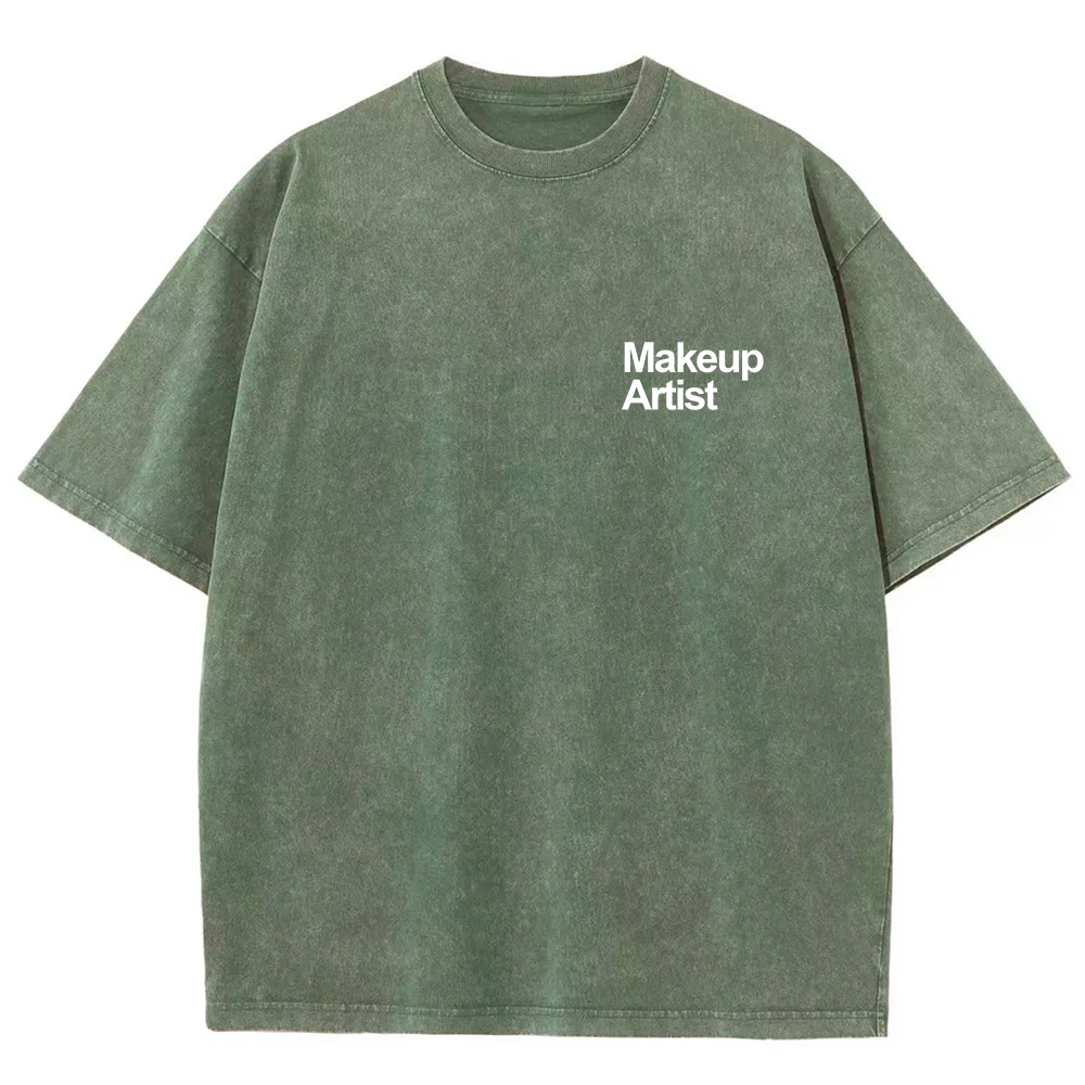 Wearishow Makeup Artist Addcustom QR Code Unisex Fit Washed T-Shirt