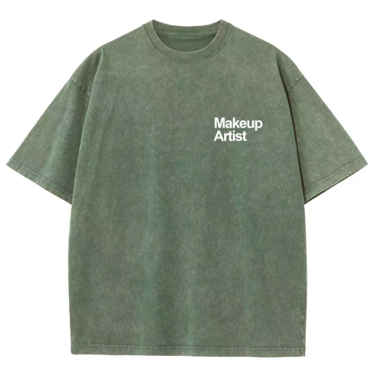 Wearishow Makeup Artist Addcustom QR Code Unisex Fit Washed T-Shirt