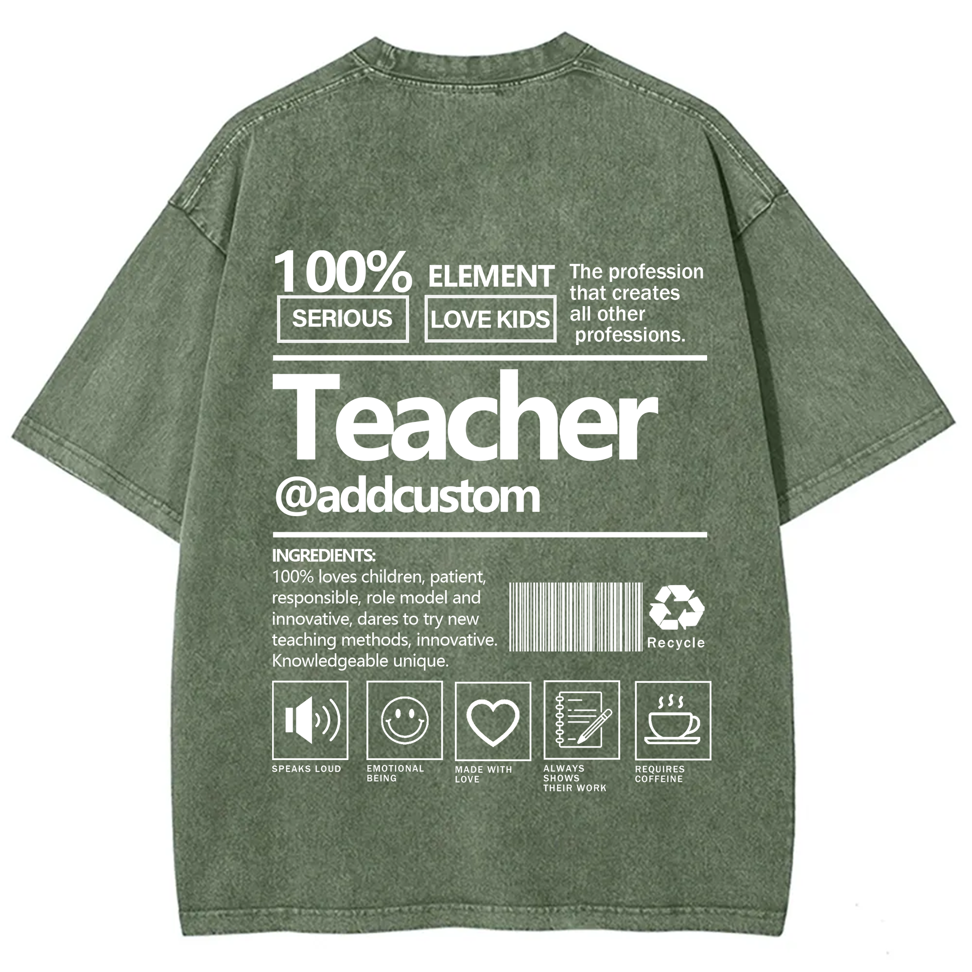 Teacher Addcustom Unisex Fit Washed T-Shirt wearishow
