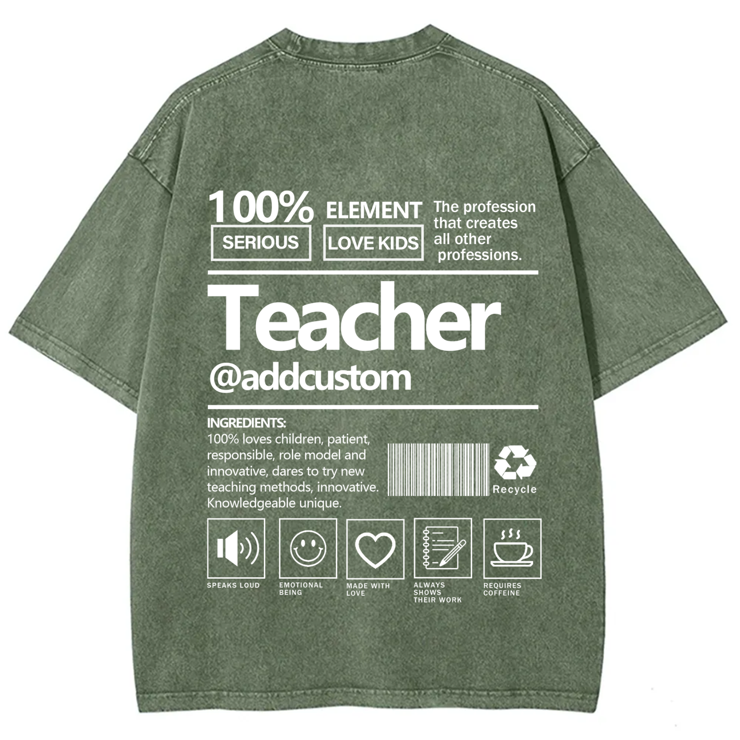 Teacher Addcustom Unisex Fit Washed T-Shirt wearishow