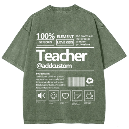 Teacher Addcustom Unisex Fit Washed T-Shirt wearishow