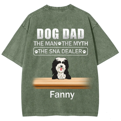 Dog Dad The Man The Myth The Snack Dealer - Personalized Custom Unisex  Washed T-shirt