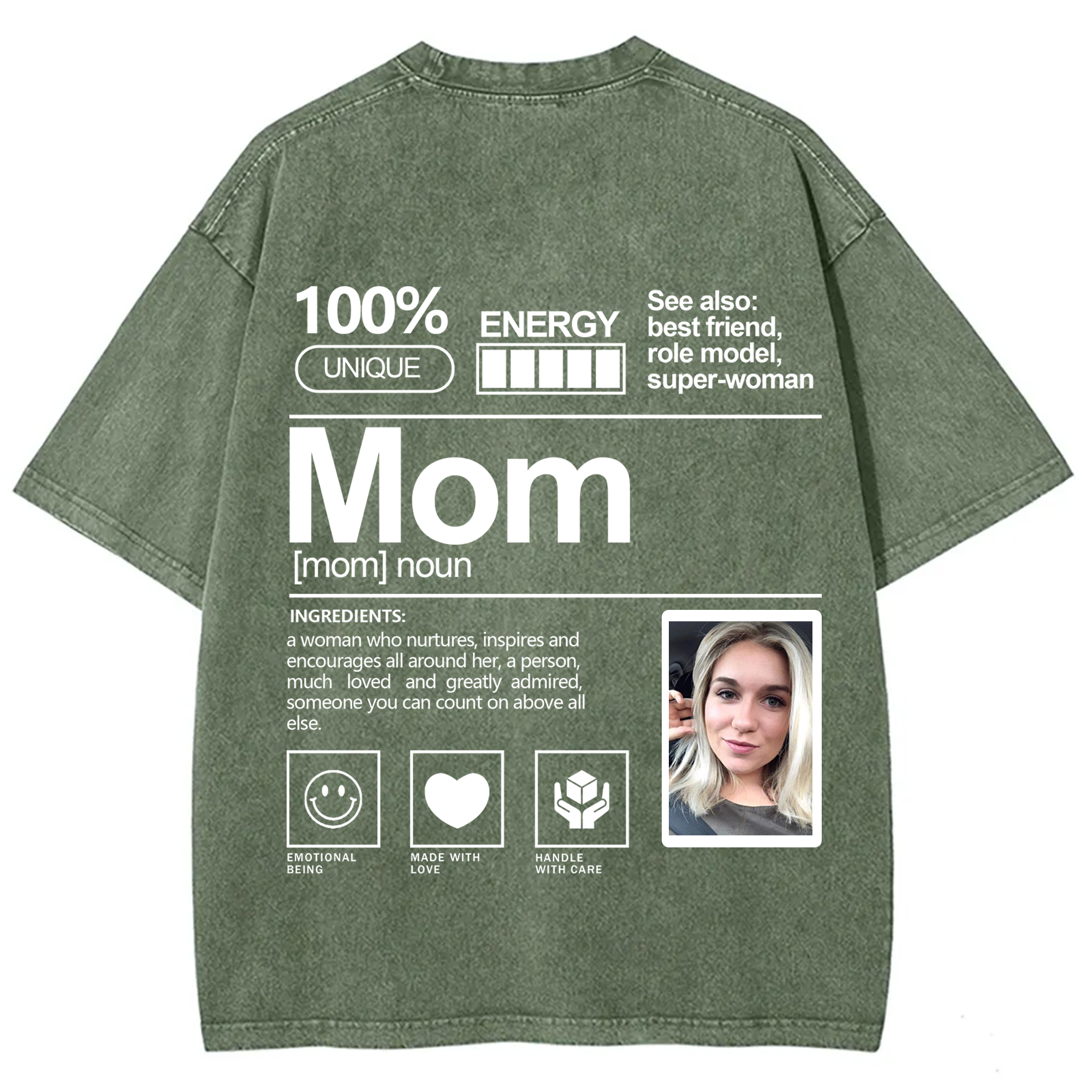 Addcustom Photo Mom Washed T-Shirt