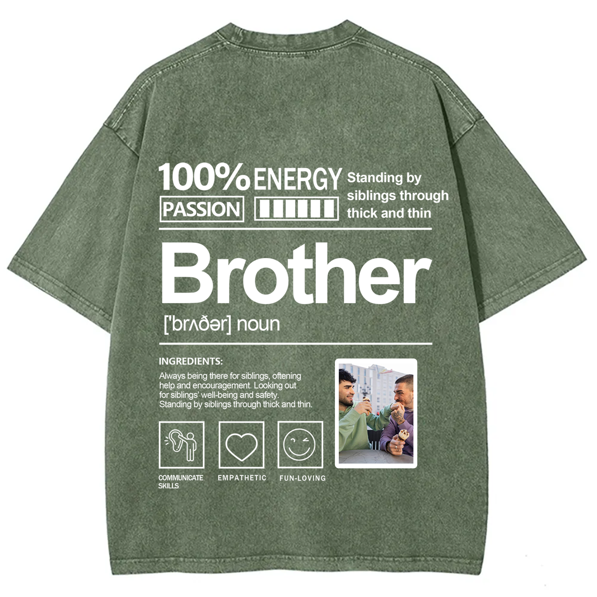Addcustom Photo Brother Washed T-Shirt