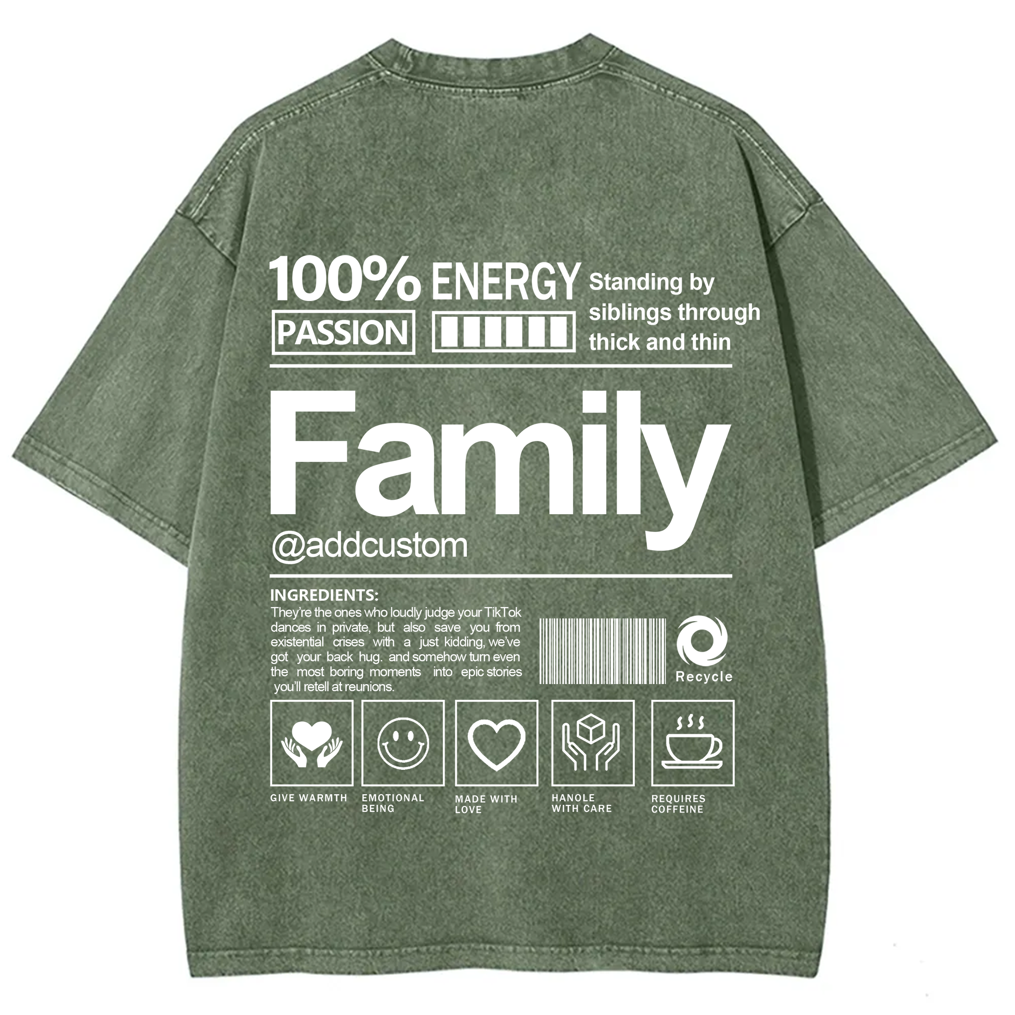 Family Addcustom Washed T-Shirt