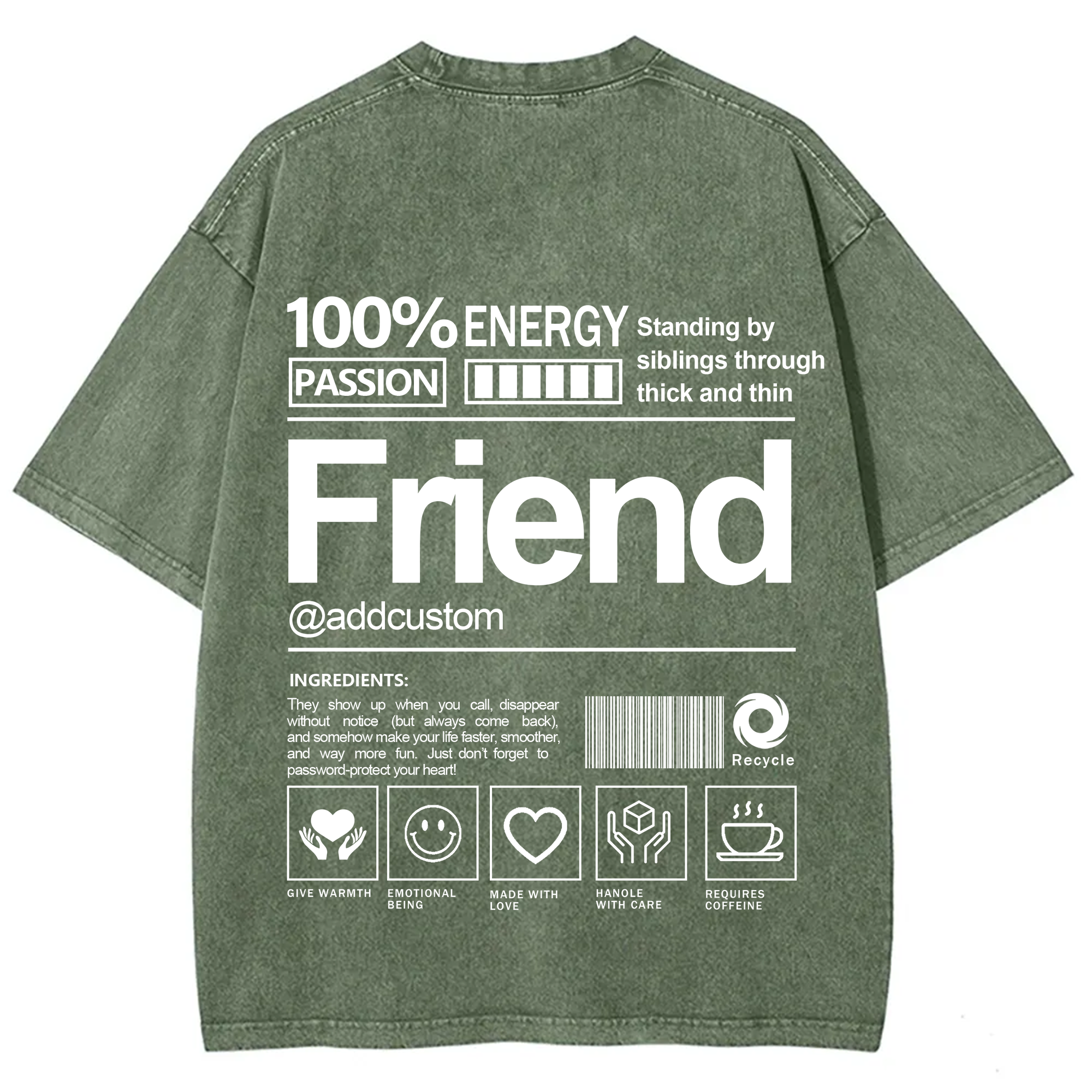 Friend Addcustom Washed T-Shirt