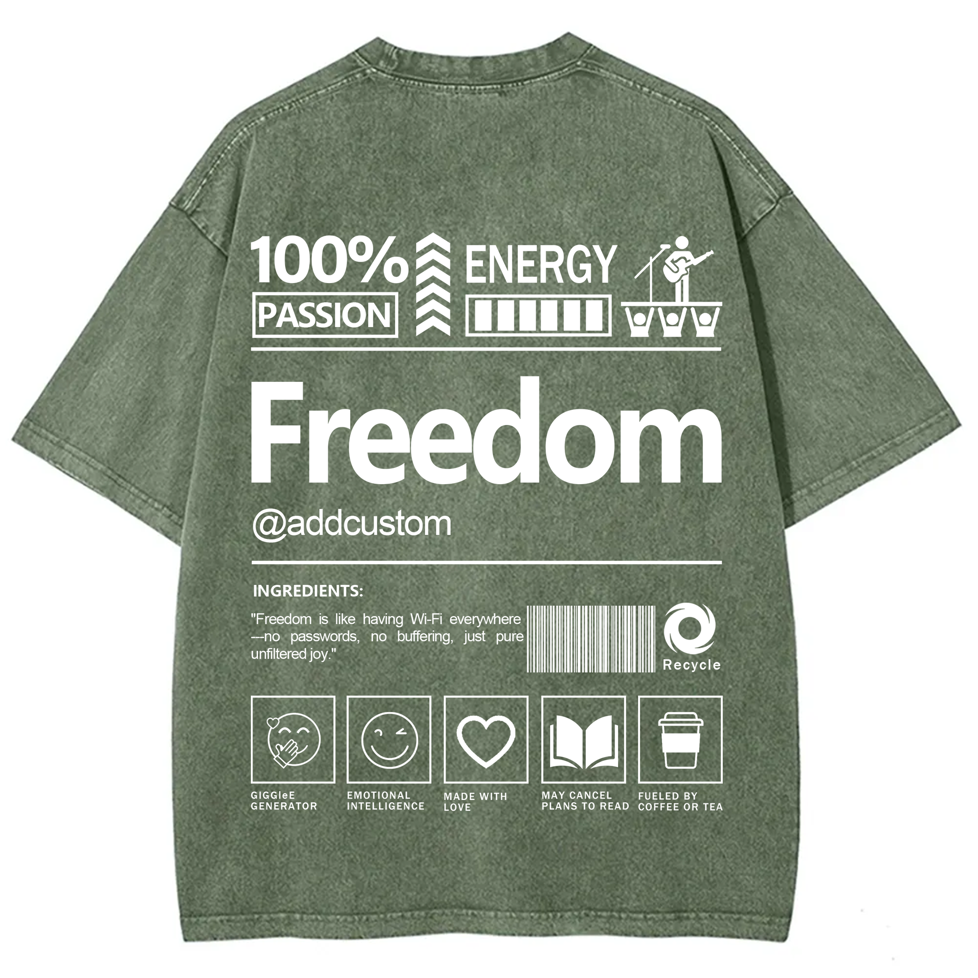 Freedom Addcustom Washed T-Shirt