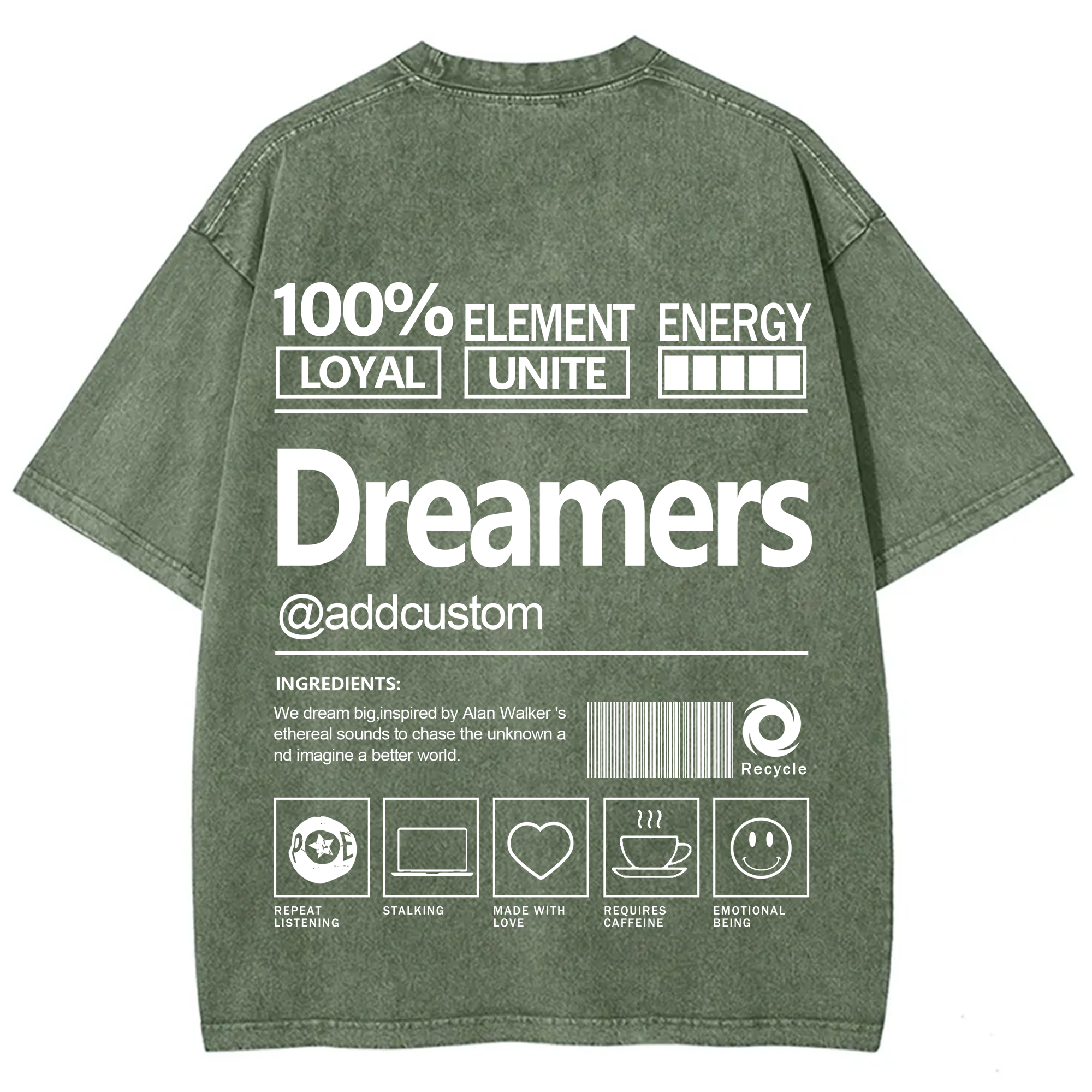 Dreamers Addcustom Unisex Fit Washed T-Shirt