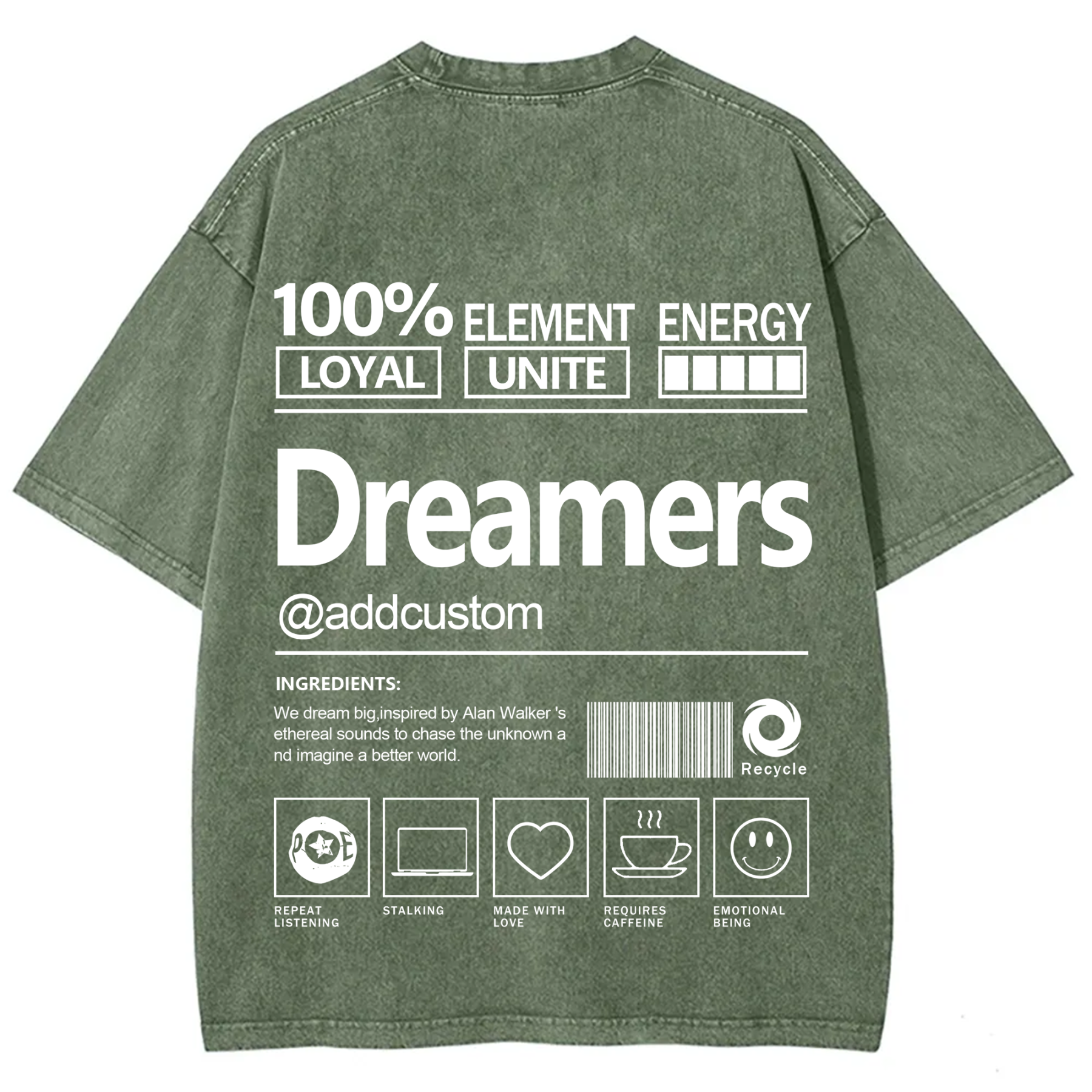 Dreamers Addcustom Unisex Fit Washed T-Shirt