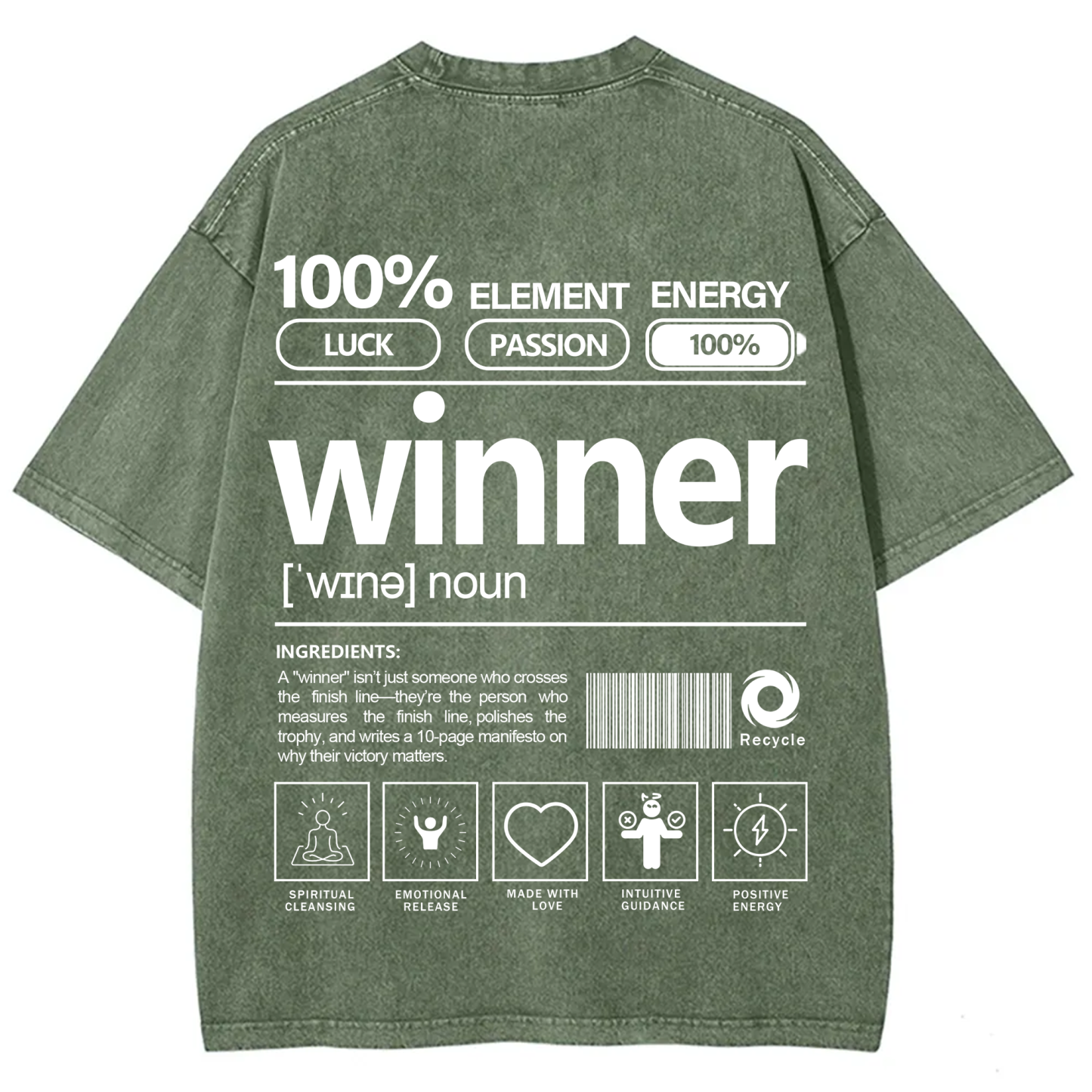 Winner Unisex Fit Washed T-Shirt