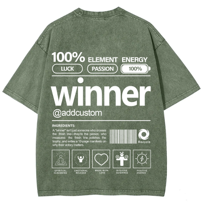Winner Addcustom Unisex Fit Washed T-Shirt