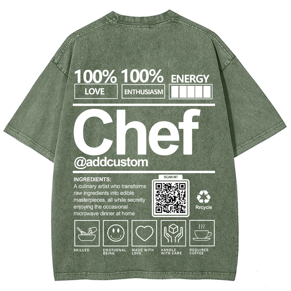 Chef Addcustom QR Code Unisex Fit Washed T-Shirt