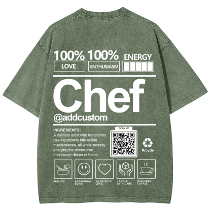 Chef Addcustom QR Code Unisex Fit Washed T-Shirt