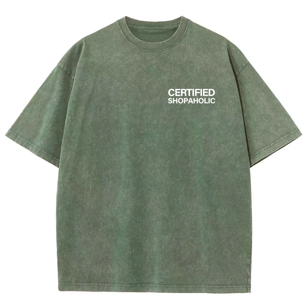 Certified Shopaholic Unisex Fit Washed T-Shirt