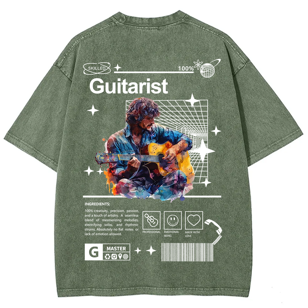 Guitarist Unisex Fit Washed T-Shirt
