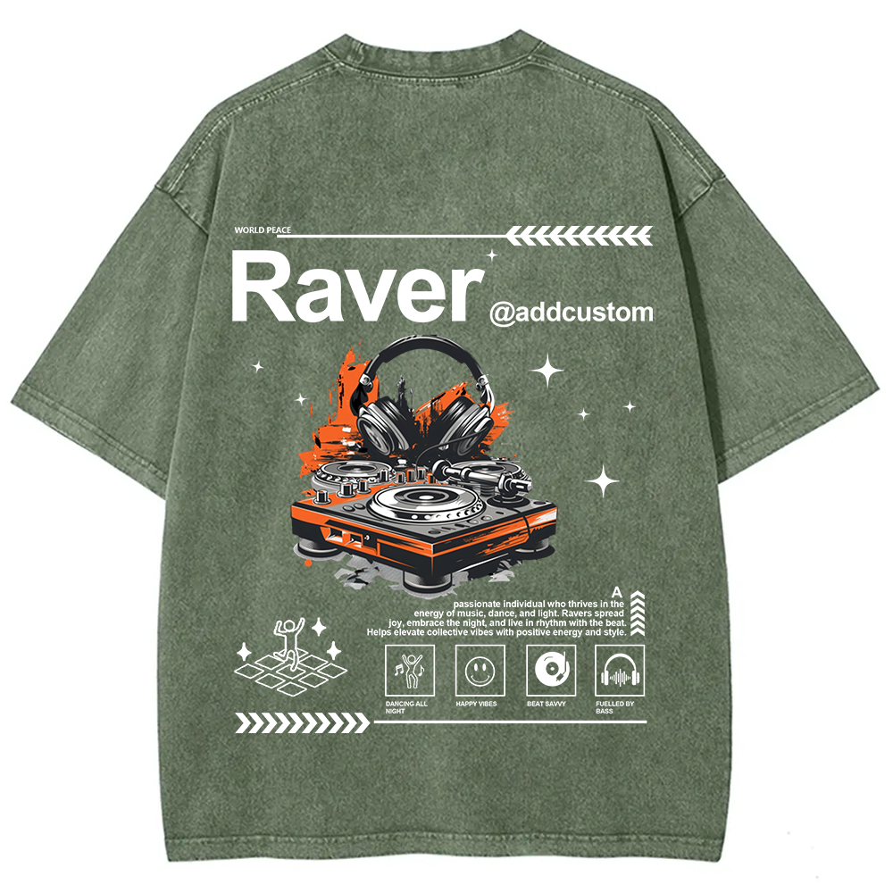 Addcustom Raver Unisex Fit Washed T-Shirt