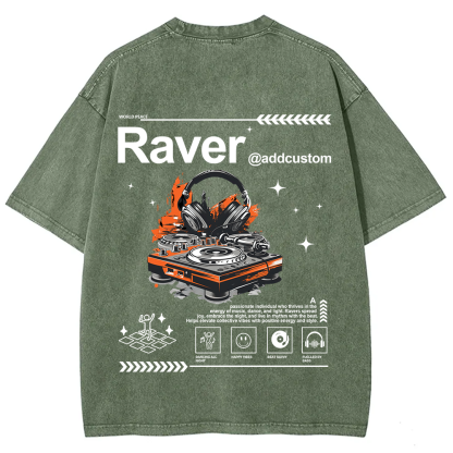 Addcustom Raver Unisex Fit Washed T-Shirt