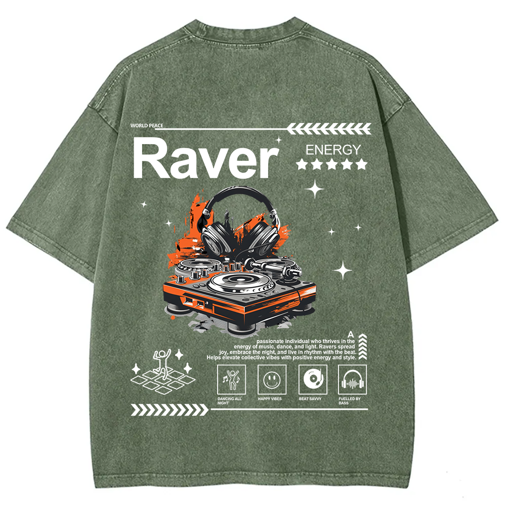 Raver Unisex Fit Washed T-Shirt