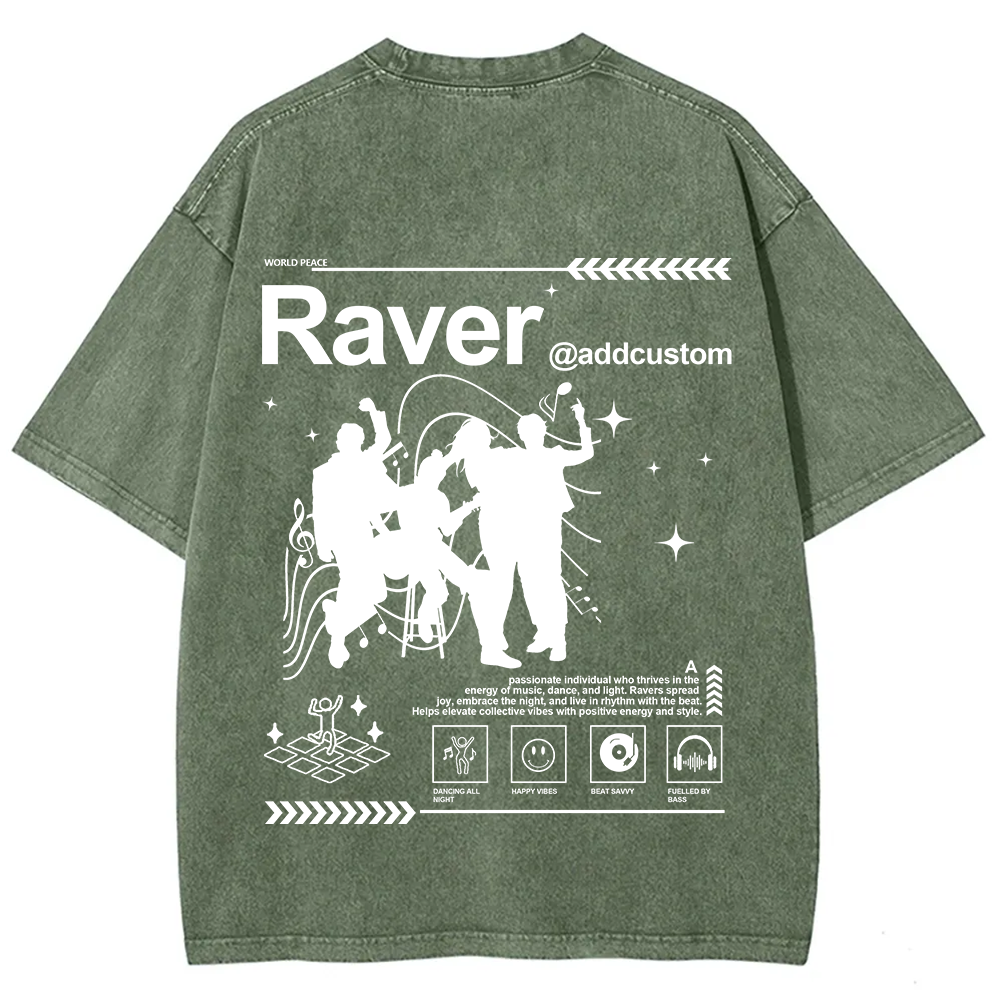 Addcustom Raver Unisex Fit Washed T-Shirt