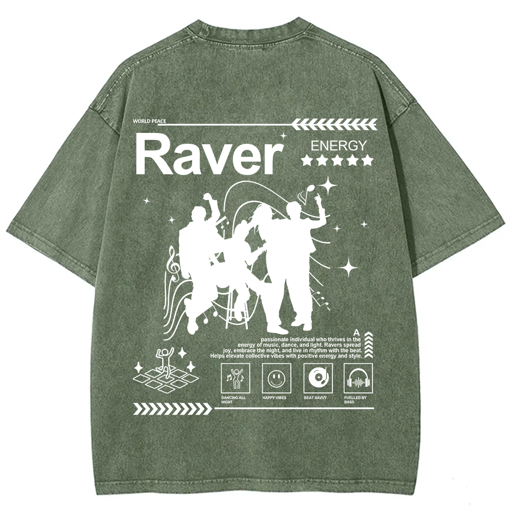 Raver Unisex Fit Washed T-Shirt