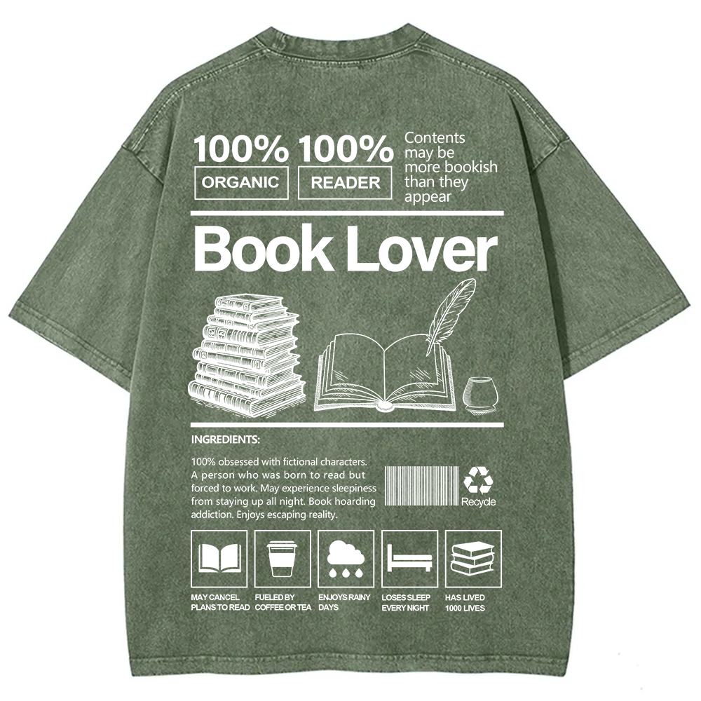 Book Lover Unisex Fit Washed T-Shirt