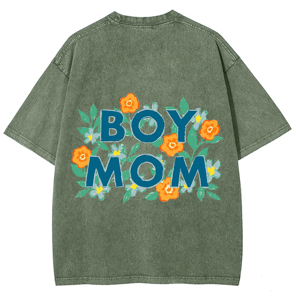 Boy Mom Unisex Fit Washed T-Shirt